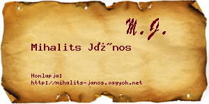 Mihalits János névjegykártya